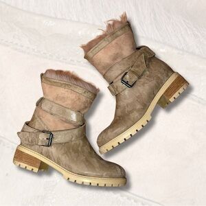 Ross & Snow Emilina Weatherproof Shearling Moto Boots